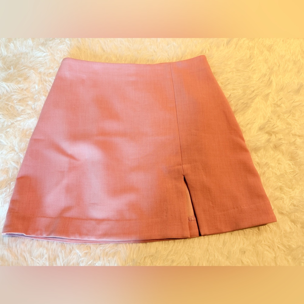 Anthropologie Maeve Tailored Mini Skirt Pink Size 6 NWT | Side Slit Mini Skirt - Picture 4 of 11